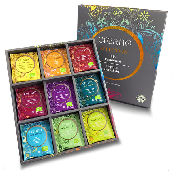 Creano Organic Herbal Tea Sampler Gift Set - Tea Gift Box - 27 Organic Tea Bags in 9 Different Varieties 54 g 27pcs Herbal Tea