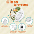 Clear Glass Spray Bottles for Cleaning Solutions (4 Pack) - 16 Ounce, Refillable & Reusable Sprayer for Essential Oil, Water, Kitchen, Hair.