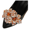 Tsangbaby Removable Rhinestone Double Flower Shoe Clips - Elegant Shine Buckle for Shoes, Bags, Clothing Accessories - Women Girls 2 Pcs Style D