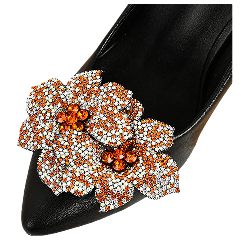 Tsangbaby Removable Rhinestone Double Flower Shoe Clips - Elegant Shine Buckle for Shoes, Bags, Clothing Accessories - Women Girls 2 Pcs Style D
