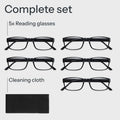 Gaoye Professional Reading Glasses for All Day - Computer Readers with Blue Light Protection - Value Pack B1-5 Pack Light Black 2.0 x