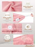 Hicober Microfiber Hair Towel Wrap for Women,Quick Dry, Pink Grey, 2-Pack Pink,grey Large