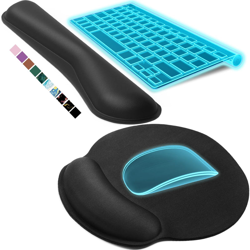 KTRIO Keyboard Wrist Rest & Mouse Pad with Wrist Rest, Black Black Keyboard Rest + Large Mouse Rest