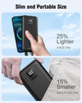 AsperX 2-Pack 10000mAh Portable Charger with Built-in Cables, USB-C Output Power Bank Fast Charging, LED Display Travel Essential Battery Pack for