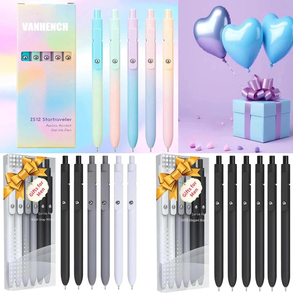Vanhench 7Pcs 0.5mm Black Ink Gel Pens Fine Point Smooth Writing Quick Dry Pen for Journaling Note Office Desk Nurses Teacher School Supplies