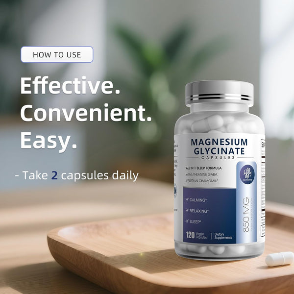 Magnesium Glycinate Supplement with L-Theanine, Chamomile & GABA Ã¢ÂÂ Supports Sleep, Calmness, Muscle Relaxation for Men & Women Ã¢ÂÂ Vegan,