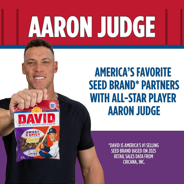 Aaron Judge Limited Edition DAVID Seeds, Sweet & Spicy Jumbo Sunflower Seeds, Bold Flavor, 8g Protein per Serving, 5.25 oz Sweet and Spicy Jumbo