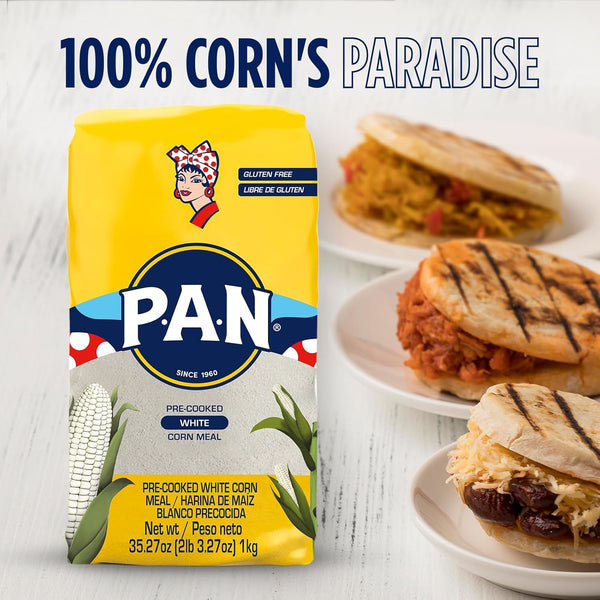 P.A.N. White Corn Meal – Pre-cooked Gluten Free and Kosher Flour for Arepas (2 lb 3.27 Oz / Pack of 1) 35.27 Ounce (Pack of 1)