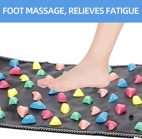 NOLITOY Foot Massage Mat, Pressure Point Massage Pad Reflexology Walk Stone Road anti Fatigue Standing Mat for Office Workers Students Elderly