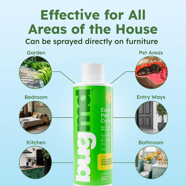 BugMD Ant Killer & Bug Spray Concentrate - Indoor Cockroach and Roach Killer, Spider Spray for Home, Fly and Insect Defense, Essential Oils,