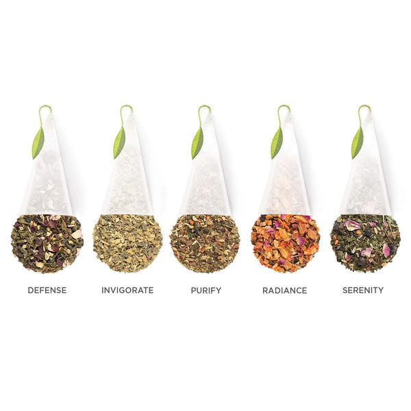 Tea Forte Wellbeing Assorted Presentation Box Tea Gift Set, 20 Count, 2 of Each Variety Individually Wrapped Handcrafted Pyramid Infuser Bags