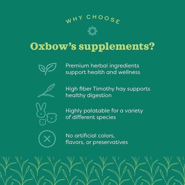 Oxbow Natural Science Multi-Vitamin, High Fiber Supplement for Rabbits & Guinea Pigs, Made with Timothy Hay, Multi-Pet Households, Omega 3 & 6