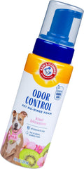 Arm & Hammer for Pets Odor Control No-Rinse Foam Dogs Kiwi Blossom Scent Waterless Baking Soda Deodorizer pH Balanced 8 FL OZ Sulfate-Free Odor