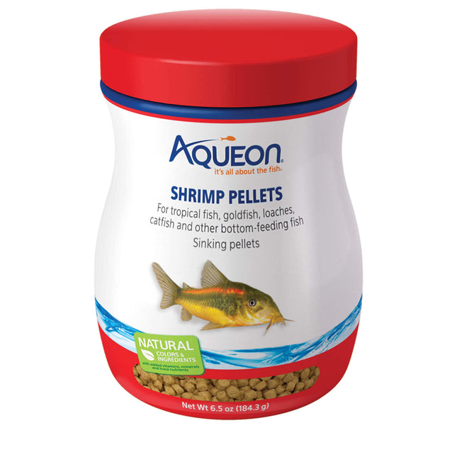 Aqueon Shrimp Pellets Sinking Food for Tropical Fish, Goldfish, Loaches, Catfish and Other Bottom Feeding Fish, 6.5 Ounc