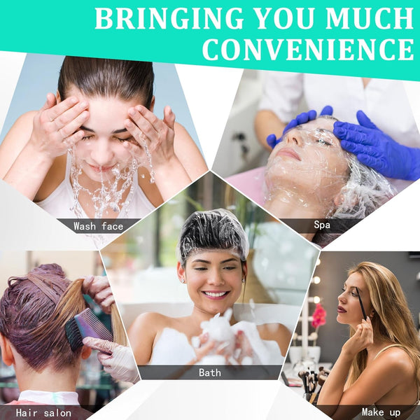 2026 Spring Women's Gifts， Plastic Clear Hair Cap Large Thick Waterproof Bath Caps for Women, Hotel Travel Essentials Accessories Deep