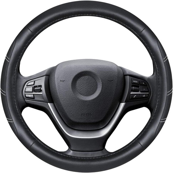Elantrip Leather Steering Wheel Cover 15 1/2 to 16 inch Universal Large Soft Grip Breathable for Car Truck SUV Jeep Anti Slip Black 15 1/2 - 16