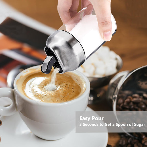 Aelga Glass Sugar Dispenser with Pour Spout, Weighted Pourer, Coffee Bar Accessories for Coffee, Tea and Baking 1