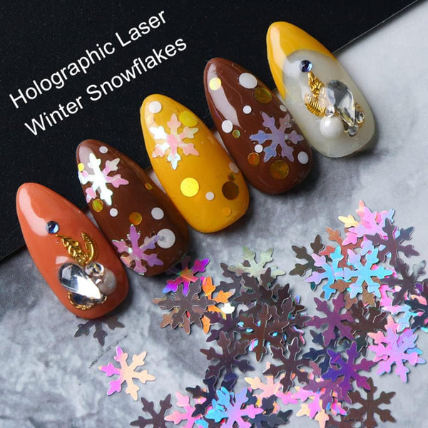Christmas Nail Glitter Sequins, 24 Grids Holographic Snowflake Nail Art Flakes Xmas Tree Snowmen Santa Claus Stars Christmas Nail Design Winter