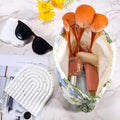 URSKYTOUS Flower Makeup Bags Travel Large Floral Cosmetic Bag for Women Cute Makeup Pouch Zippered Portable Toiletry Bag Lace Trendy Aesthetic