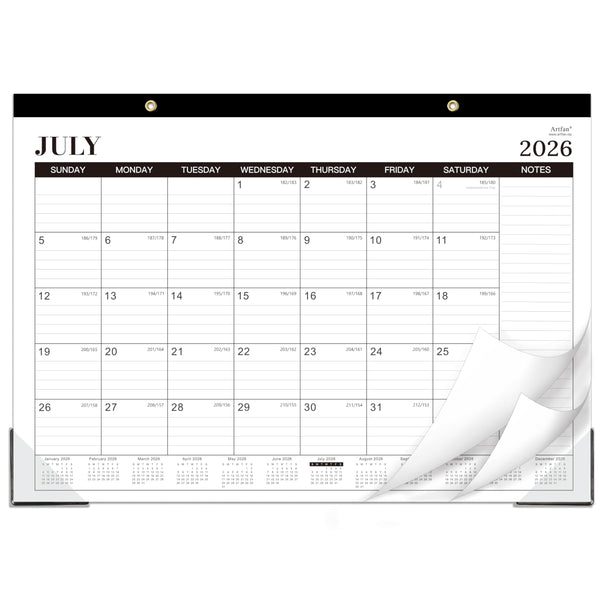2026-2027 Desk Calendar, Jul.2026 - Dec.2027, 16.8" x 12" | Thick Paper, Desk Calendar 2026-2027/Wall Calendar 2-in-1 with Corner Protectors,