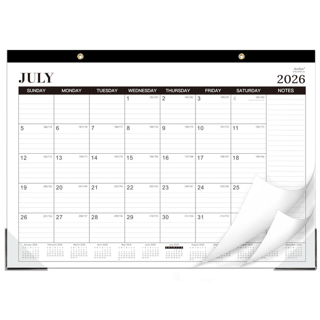 2026-2027 Desk Calendar, Jul.2026 - Dec.2027, 16.8" x 12" | Thick Paper, Desk Calendar 2026-2027/Wall Calendar 2-in-1 with Corner Protectors,