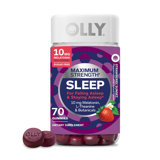 OLLY Max Strength Sleep Gummy, 10Mg Melatonin, L-Theanine, Chamomile, Lemon Balm