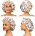 CAPLORD Silk Satin Bonnet for Men Women Hair Bonnets for Sleeping, Sleep Bonnet for Natural Curly Hair Unisex Satin Cap One Size Beige Chains