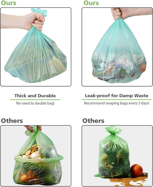 AYOTEE 2.6 Gallon Compostable Trash Bags 125 Count Fit 10 Liter Compost Bin | Unscented Small Trash Bags 2.6 Gallon Bathroom Wastebasket Can