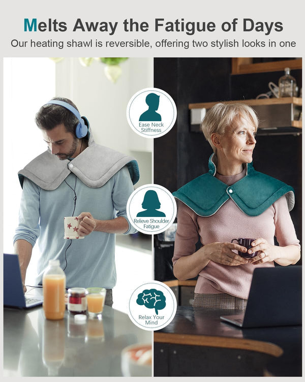 Heating Pad for Neck and Shoulder Pain Relief, Fathers Day Birthday Gifts for Dad from Daughter, Weighted Heated Wrap, 6 Heat Settings 2 Hours