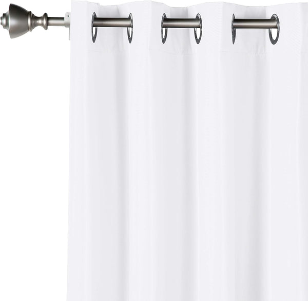 Amazon Basics Room Darkening Blackout Window Curtain with Grommets, Noise Reducing, 100% Blackout, 52 x 96 inches, White, Set of 2 52"W x 96"L