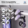 3-in-1 Headset&Controller Holder - EURPMASK Upgraded PC Gaming Headset Stand, Adjustable Clamp-on Headphone Holder,Headphone Controller Hook Under