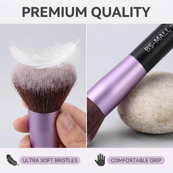 BS-MALL Makeup Brushes Premium Synthetic Foundation Powder Concealers Eye Shadows 14 Pcs Purple for Makeup Beginner or Professional with Travel Case