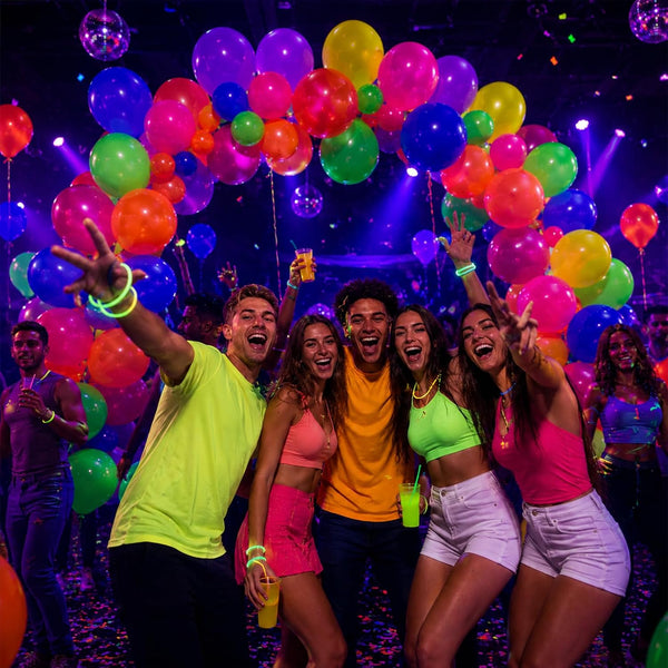 100 Pcs UV Neon Balloons, Neon Glow Party Balloons UV BlackLight Balloons glow in the dark party supplies for Birthday Decorations Wedding Glow