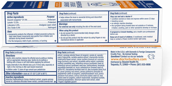 Doctor Butler'S Advanced Hemorrhoid & Fissure Ointment Ã¢ÂÂ Lidocaine Hemorrhoid Treatment and Fissure Treatment Extra Strength Formula, Heals and