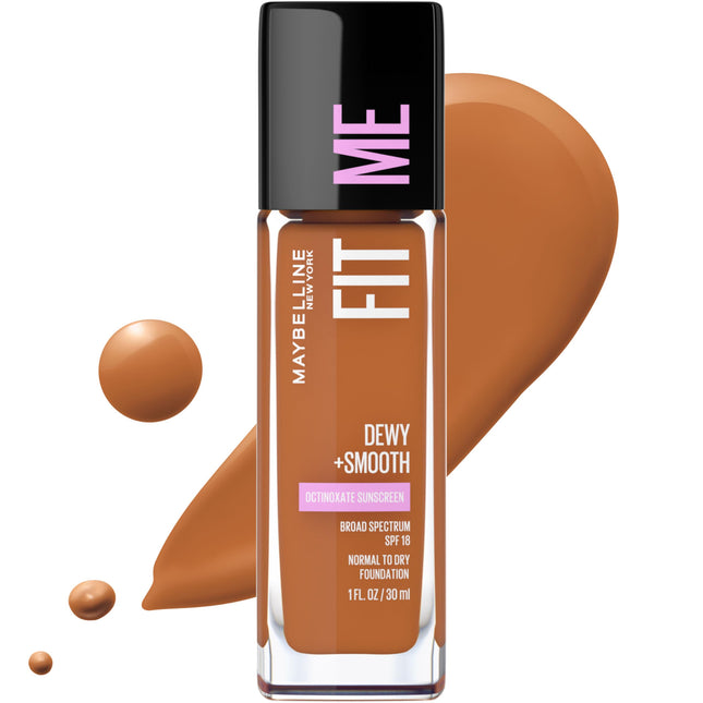 Maybelline Fit Me Dewy + Smooth Liquid Foundation Makeup, Mocha, 1 Count (Packag