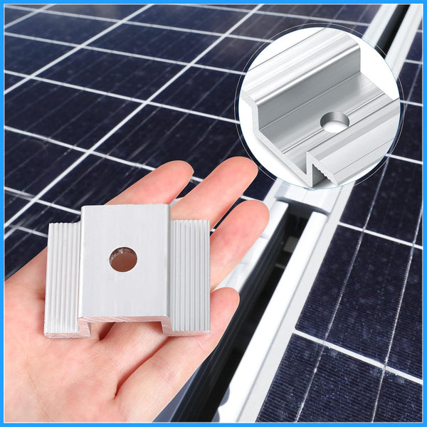 12 Pack Solar Panel Mid Clamps 1.06 Inch Solar Panel Bracket Aluminium Mounting Accessories Aluminum Solar Mid Clamp for Solar Panel Mounting
