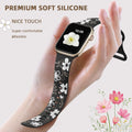 Witzon Floral Band Compatible with Apple Watch Bands For Women 40mm 41mm 38mm 42mm 44mm 45mm 46mm 49mm, Engraved Cute Flower Silicone Dressy Strap