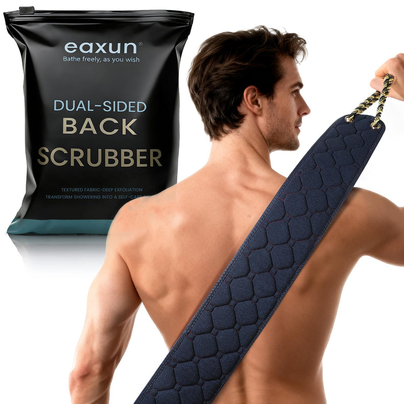 Exfoliating Back Scrubber with Handles, 38.5 Inch Double-Sided Back Exfoliator Body Scrub Towel, Exfoliating Washcloth Bath Tool for Use in