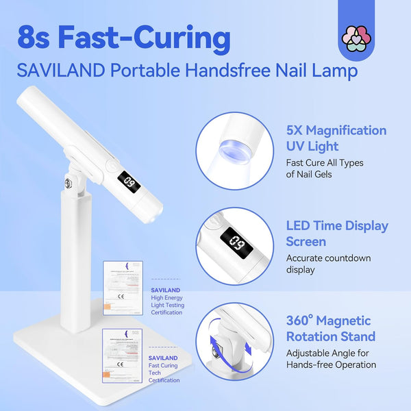SAVILAND Flash Cure Nail Lamp U V Light for Gel Nails with Magnetic Stand Shine
