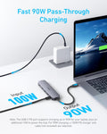 Anker USB C Hub 5-in-1 USB Hub for Laptops, 4K HDMI USB-C Multiport Adapter | 90W Max Power Delivery, 3 USB A Data Ports USB C Dongle, Compact for