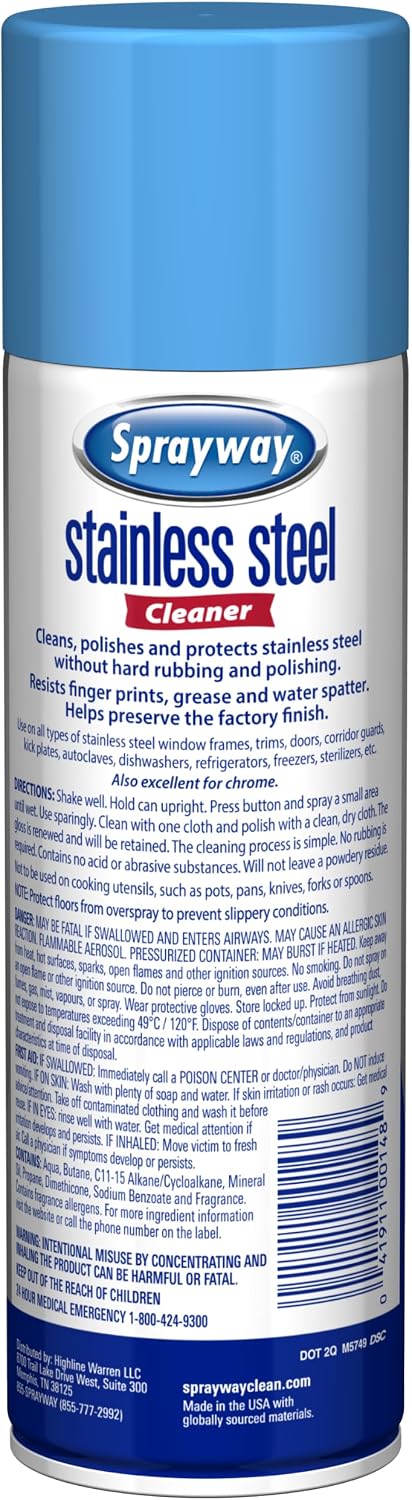 Sprayway Water-Based Stainless Steel Cleaner, 15 Fl Oz (Pack of 1) 15 Ounce (Pack of 1)