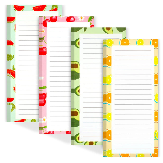 4 Pack Magnetic Notepads for Refrigerator, Grocery List Magnet Pad for Fridge, Fruit Design Magnetic Grocery List Pad fo