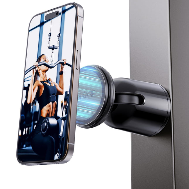 Miikare Dual Magnetic Phone Holder for Magsafe, Strong Magnets Gym Phone Holder Mount, 360 Rotation Adjustable, Hands Fr