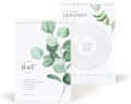 Bliss Collections Habit Tracker Calendar Notepad, Greenery Floral, Gold Spiral Binding, Inspirational and Motivational Monthly Journal to Track