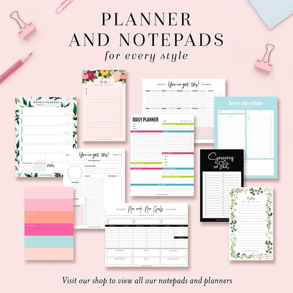 Bliss Collections Habit Tracker Calendar Notepad, Greenery Floral, Gold Spiral Binding, Inspirational and Motivational Monthly Journal to Track