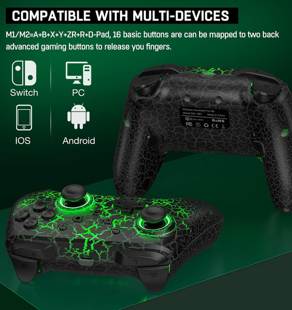 Wireless Switch Controller for Nintendo Switch/Switch 2/Lite/OLED Controller, Switch Controller with a Mouse Touch Feeling on Back Buttons, Extra