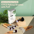 BS-MALL Makeup Brush Set 11Pcs Bamboo Synthetic Kabuki Brush Set Foundation Powder Blending Concealer Eye Shadows Blush Cosmetics Brushes with