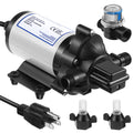 Water Pressure Diaphragm Pump Industrial 115V 4 GPM 45 PSI, Self Priming Water Booster Pump with Power Plug, Fittings Strainer Filter for Kitchen