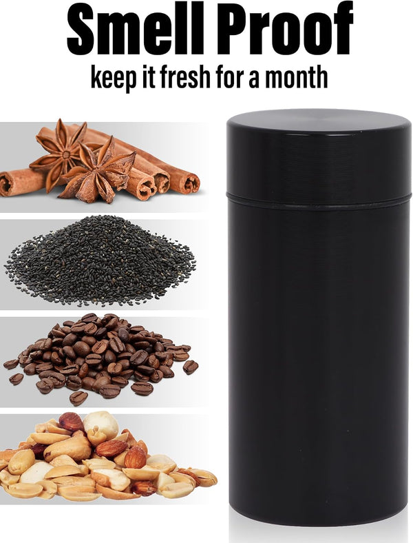 Honeypuff Smell Proof Jar, Portable Airtight Storage Container With Silicone Ring, 42ml Multi-Use Aluminum Stash Bottle for Coffee, Herb & Spice
