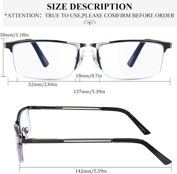 Reading Glasses for Men, 2.5 Blue Light Blocking Reading Glasses Metal Readers